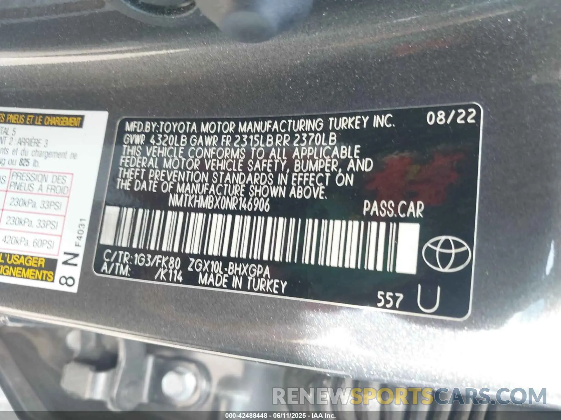 9 Photograph of a damaged car NMTKHMBX0NR146906 TOYOTA C-HR 2022