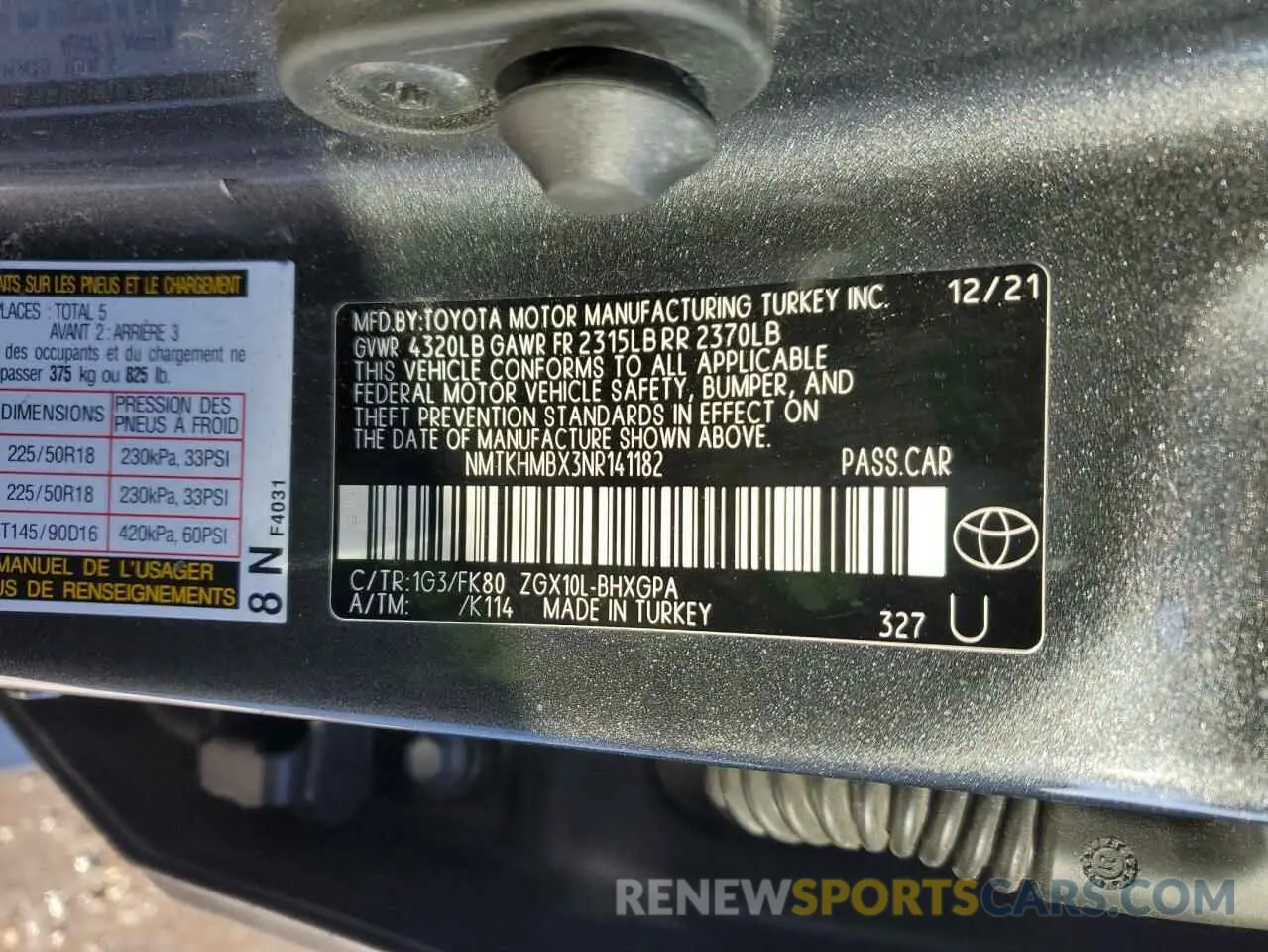 14 Photograph of a damaged car NMTKHMBX3NR141182 TOYOTA C-HR 2022