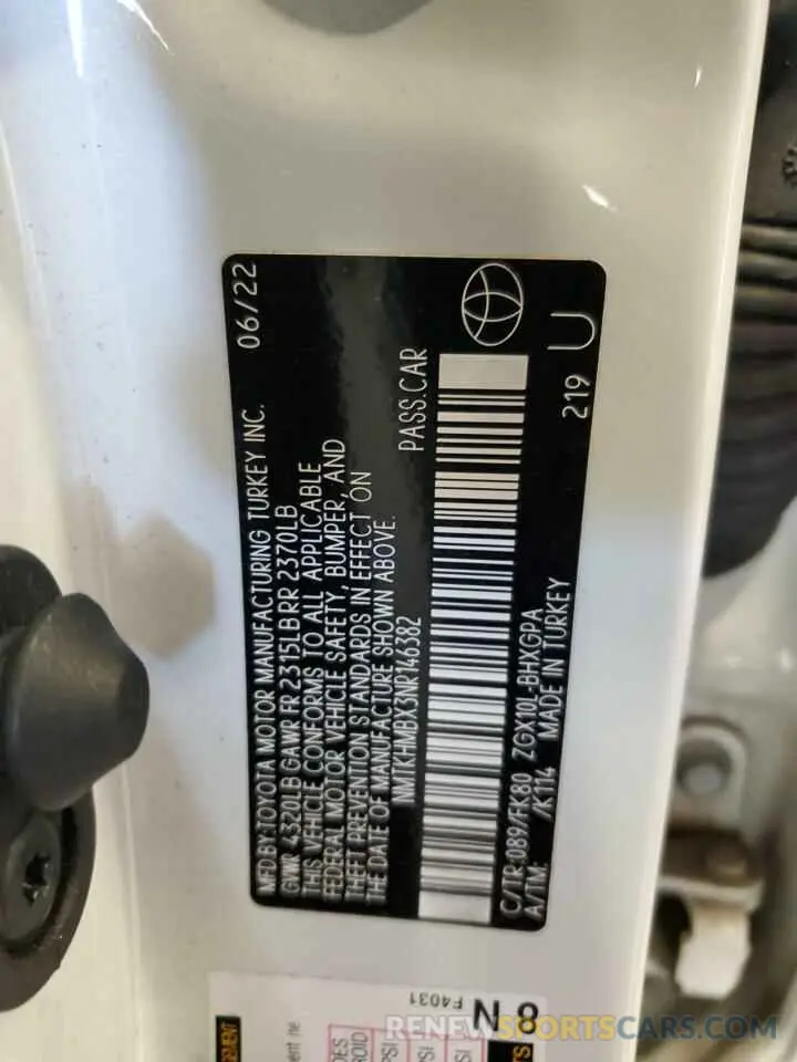 13 Photograph of a damaged car NMTKHMBX3NR146382 TOYOTA C-HR 2022