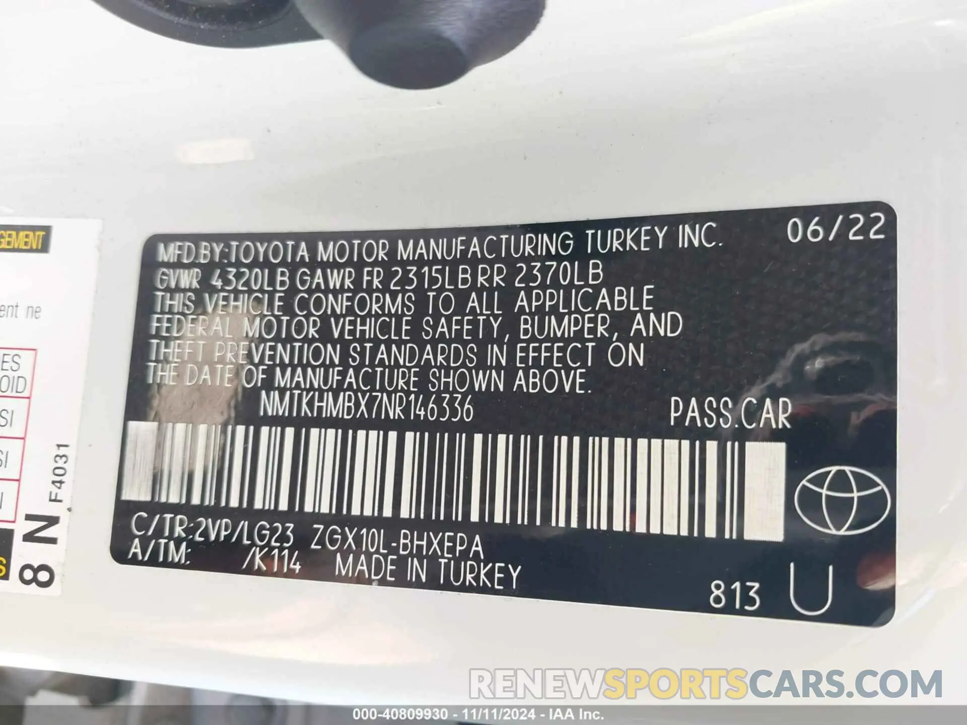 9 Photograph of a damaged car NMTKHMBX7NR146336 TOYOTA C-HR 2022