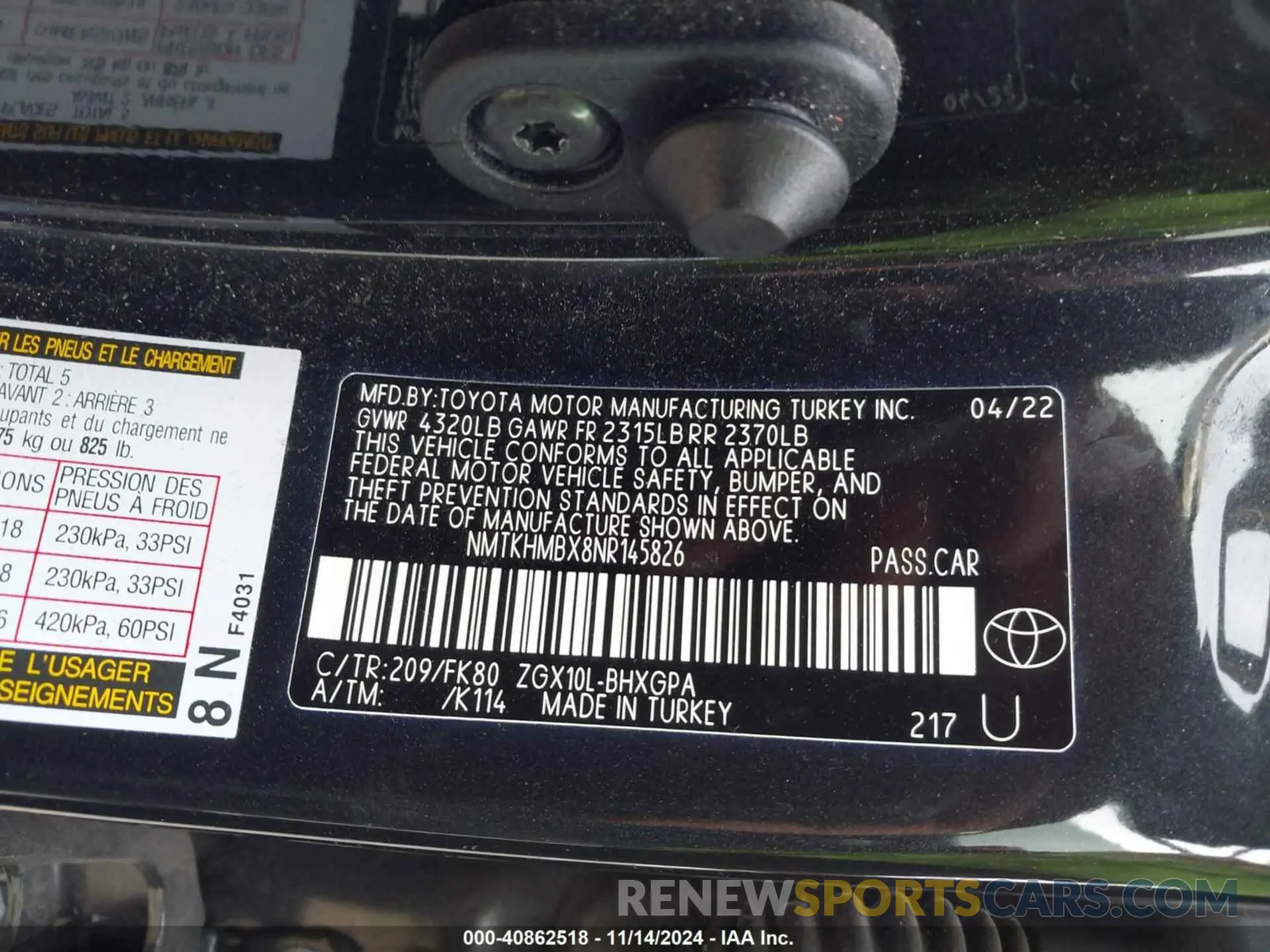 9 Photograph of a damaged car NMTKHMBX8NR145826 TOYOTA C-HR 2022