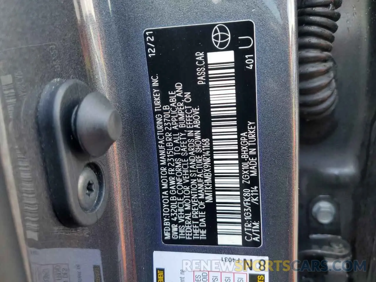 12 Photograph of a damaged car NMTKHMBX9NR141168 TOYOTA C-HR 2022