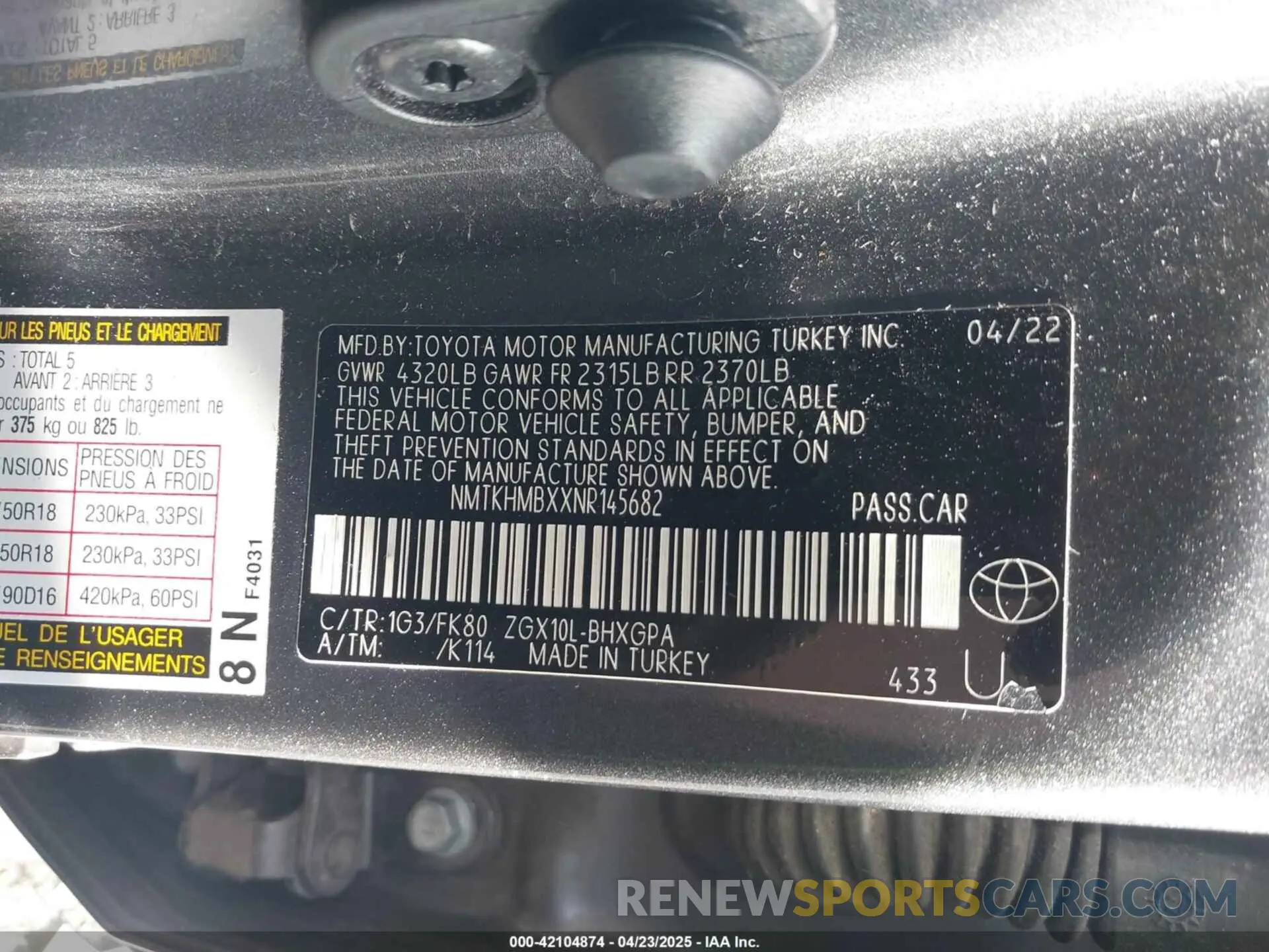 9 Photograph of a damaged car NMTKHMBXXNR145682 TOYOTA C-HR 2022