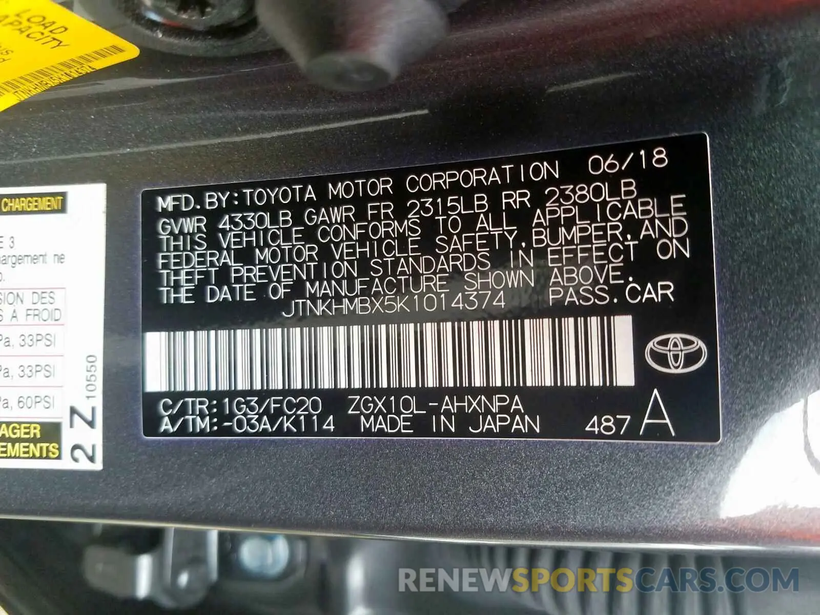 10 Photograph of a damaged car JTNKHMBX5K1014374 TOYOTA C-HR XLE 2019