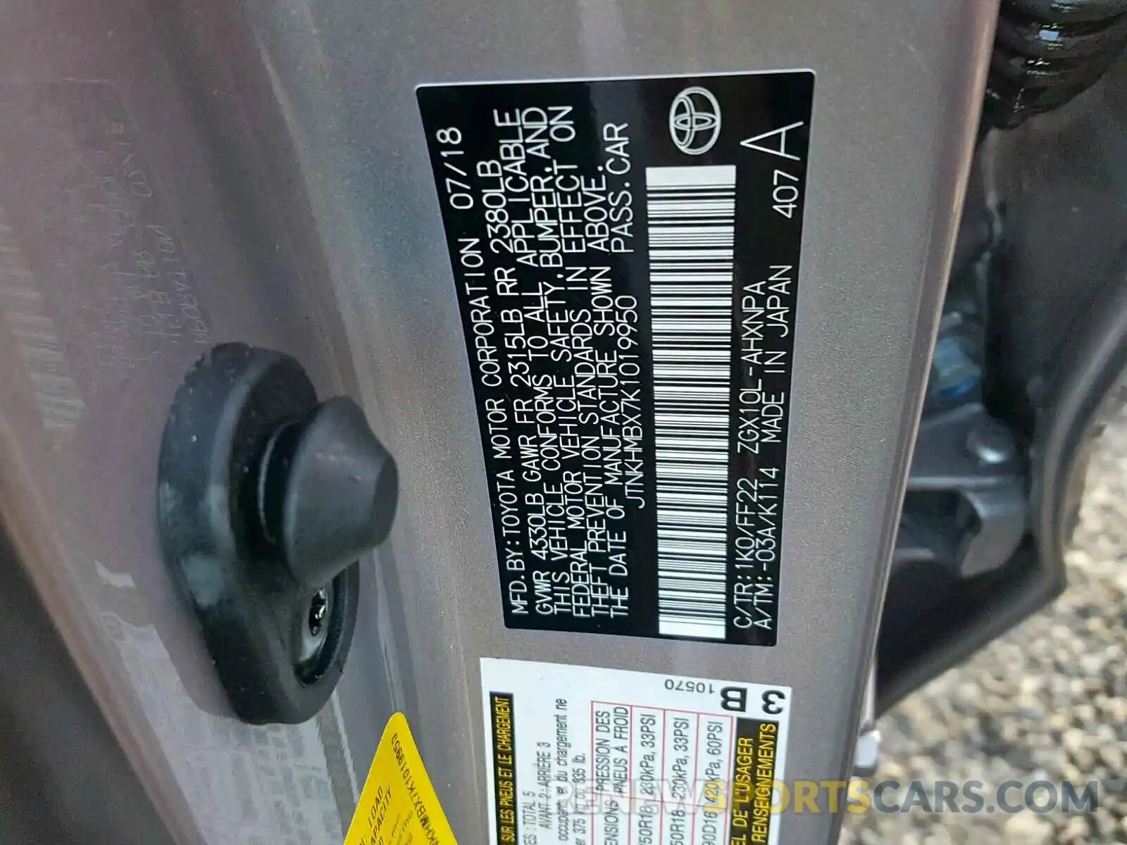 10 Photograph of a damaged car JTNKHMBX7K1019950 TOYOTA C-HR XLE 2019