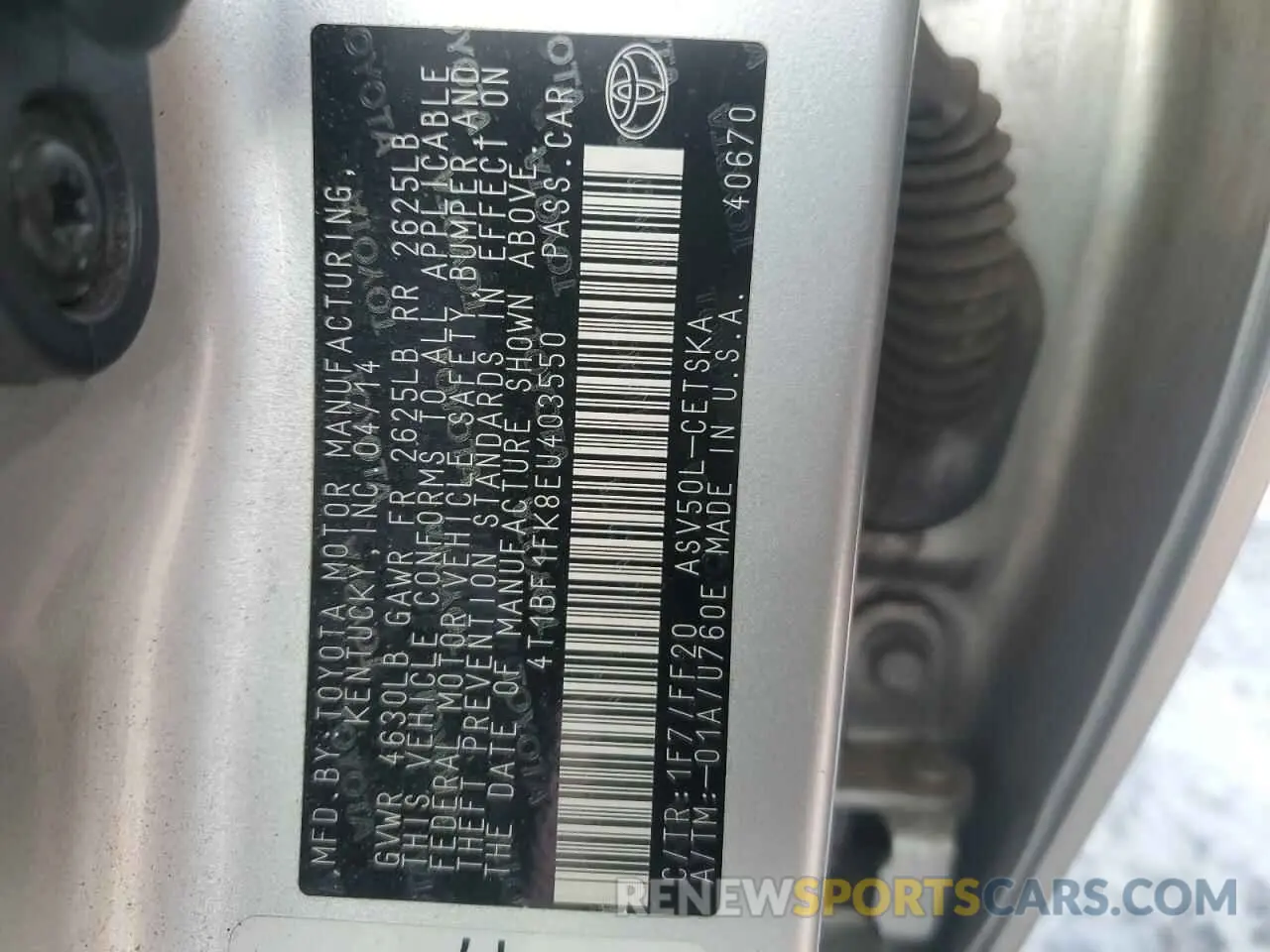 12 Photograph of a damaged car 4T1BF1FK8EU403550 TOYOTA CAMRY 2014