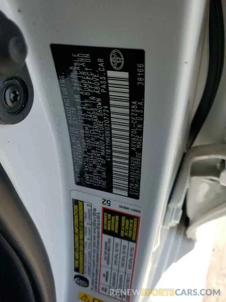 14 Photograph of a damaged car 4T1B11HK0KU207724 TOYOTA CAMRY 2019