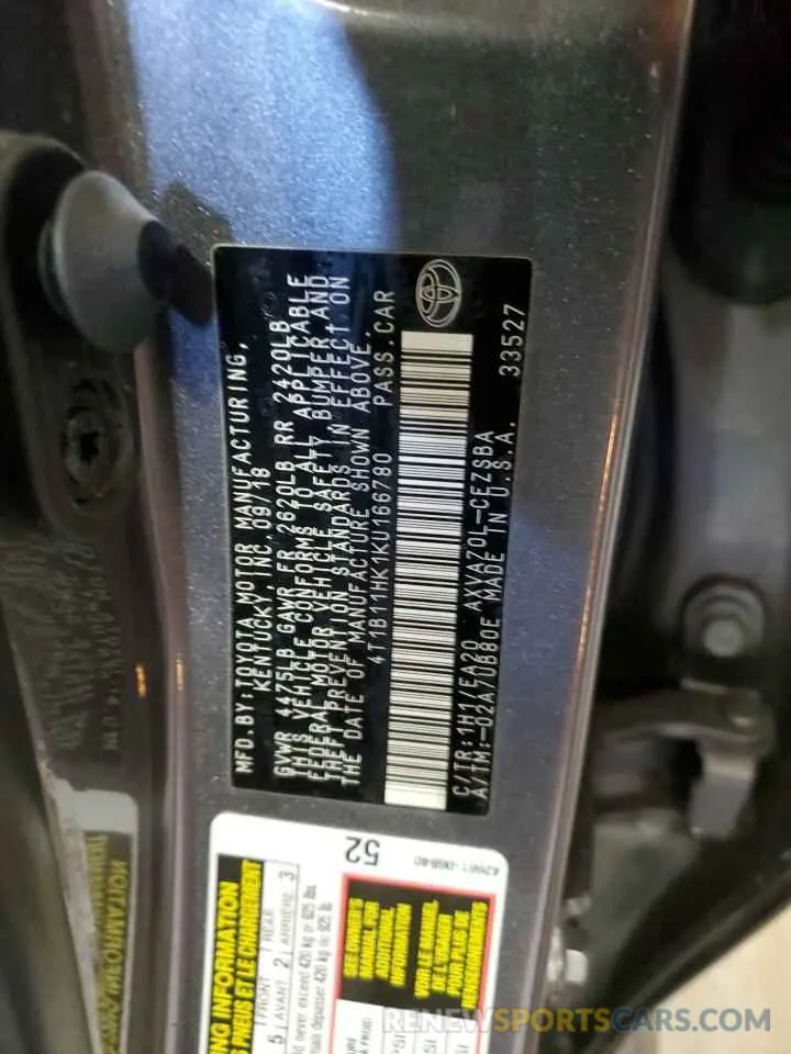 15 Photograph of a damaged car 4T1B11HK1KU166780 TOYOTA CAMRY 2019