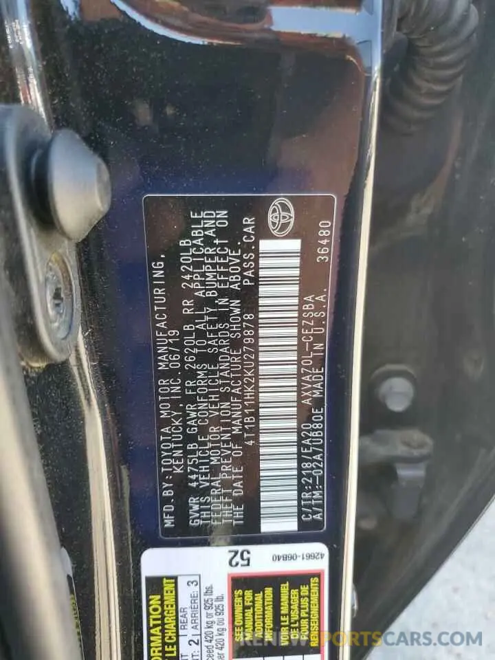 13 Photograph of a damaged car 4T1B11HK2KU279878 TOYOTA CAMRY 2019