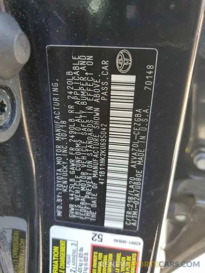 15 Photograph of a damaged car 4T1B11HK2KU695042 TOYOTA CAMRY 2019