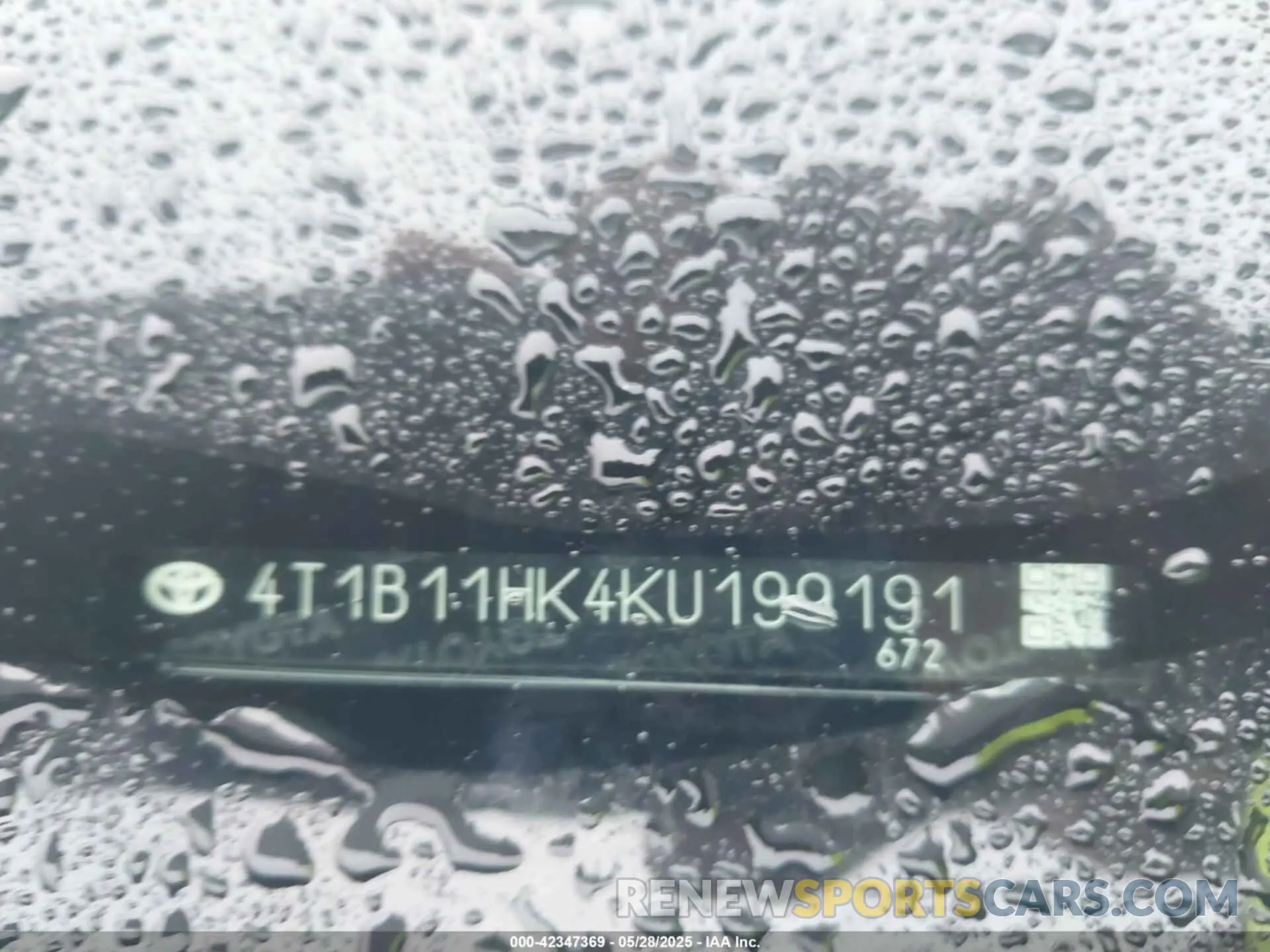 9 Photograph of a damaged car 4T1B11HK4KU199191 TOYOTA CAMRY 2019