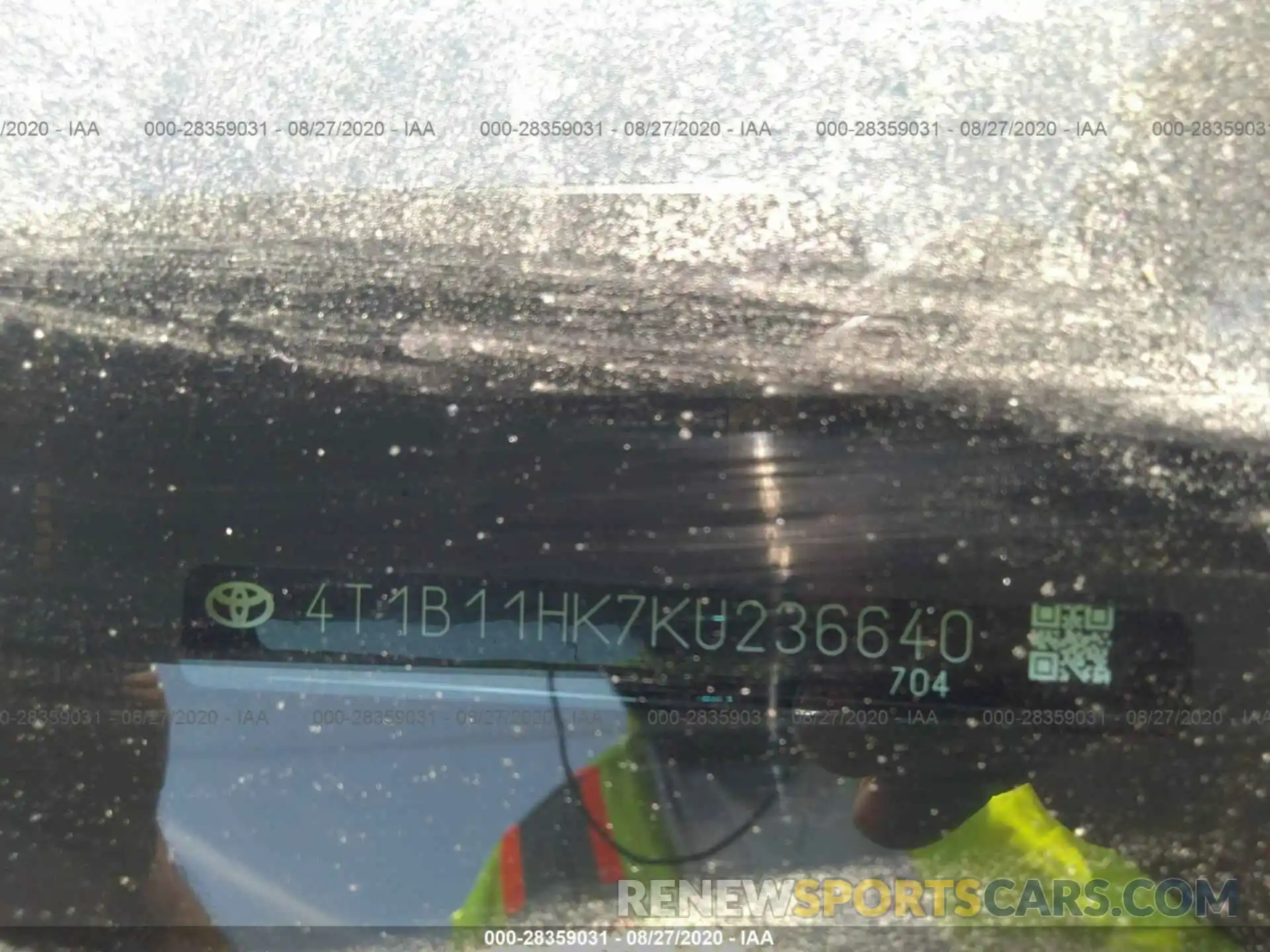 9 Photograph of a damaged car 4T1B11HK7KU236640 TOYOTA CAMRY 2019