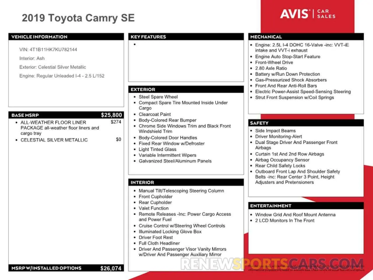 12 Photograph of a damaged car 4T1B11HK7KU782144 TOYOTA CAMRY 2019