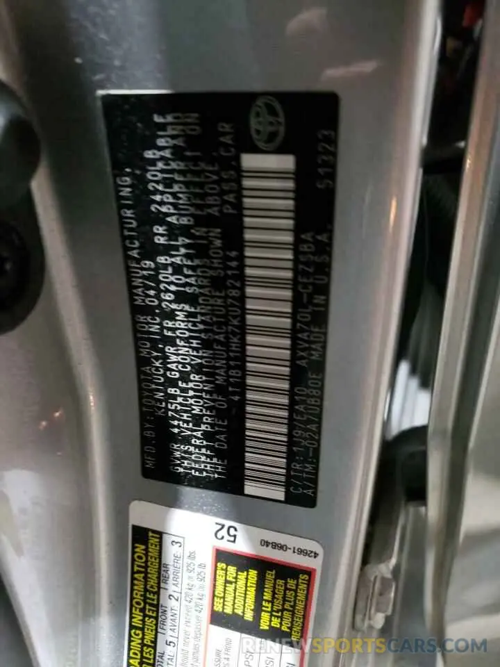 13 Photograph of a damaged car 4T1B11HK7KU782144 TOYOTA CAMRY 2019