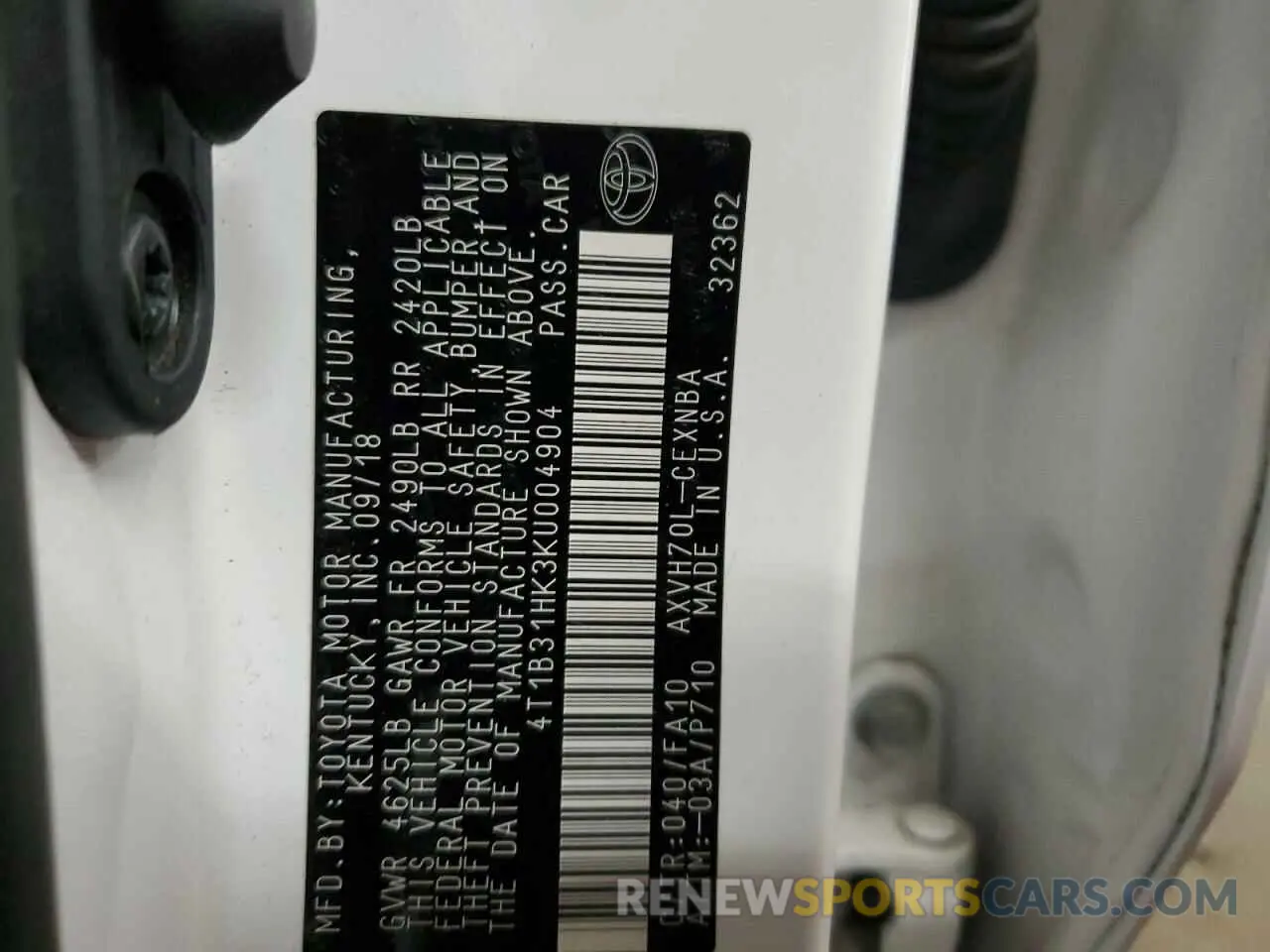 13 Photograph of a damaged car 4T1B31HK3KU004904 TOYOTA CAMRY 2019
