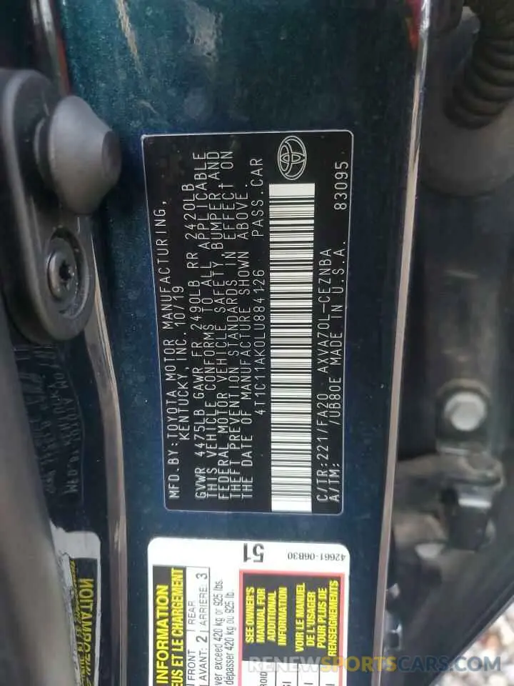 12 Photograph of a damaged car 4T1C11AK0LU884126 TOYOTA CAMRY 2020