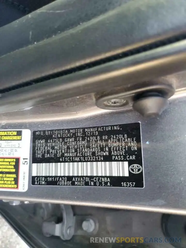 12 Photograph of a damaged car 4T1C11AK1LU332134 TOYOTA CAMRY 2020