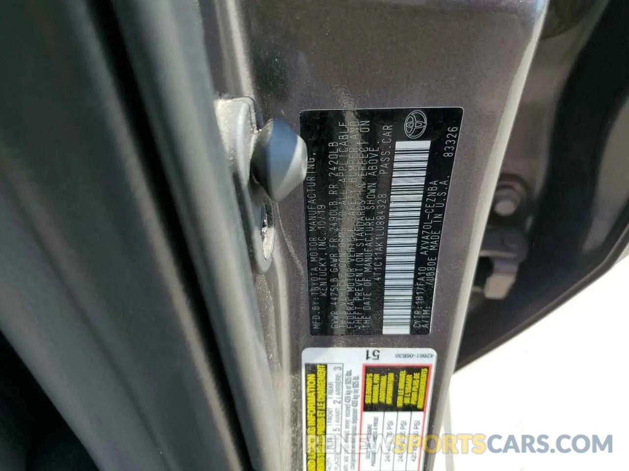 12 Photograph of a damaged car 4T1C11AK1LU884328 TOYOTA CAMRY 2020