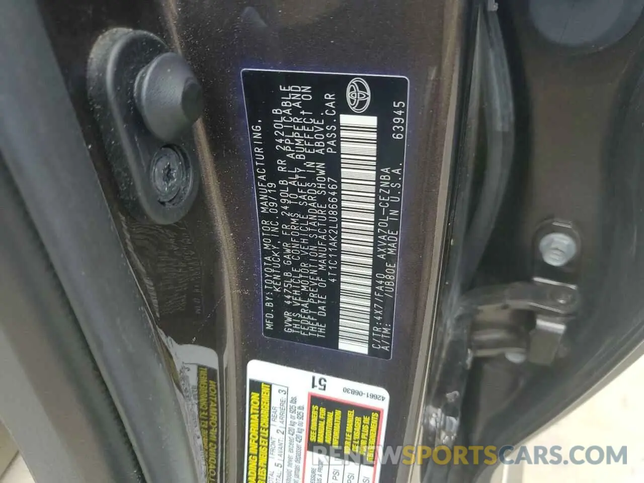 13 Photograph of a damaged car 4T1C11AK2LU866467 TOYOTA CAMRY 2020