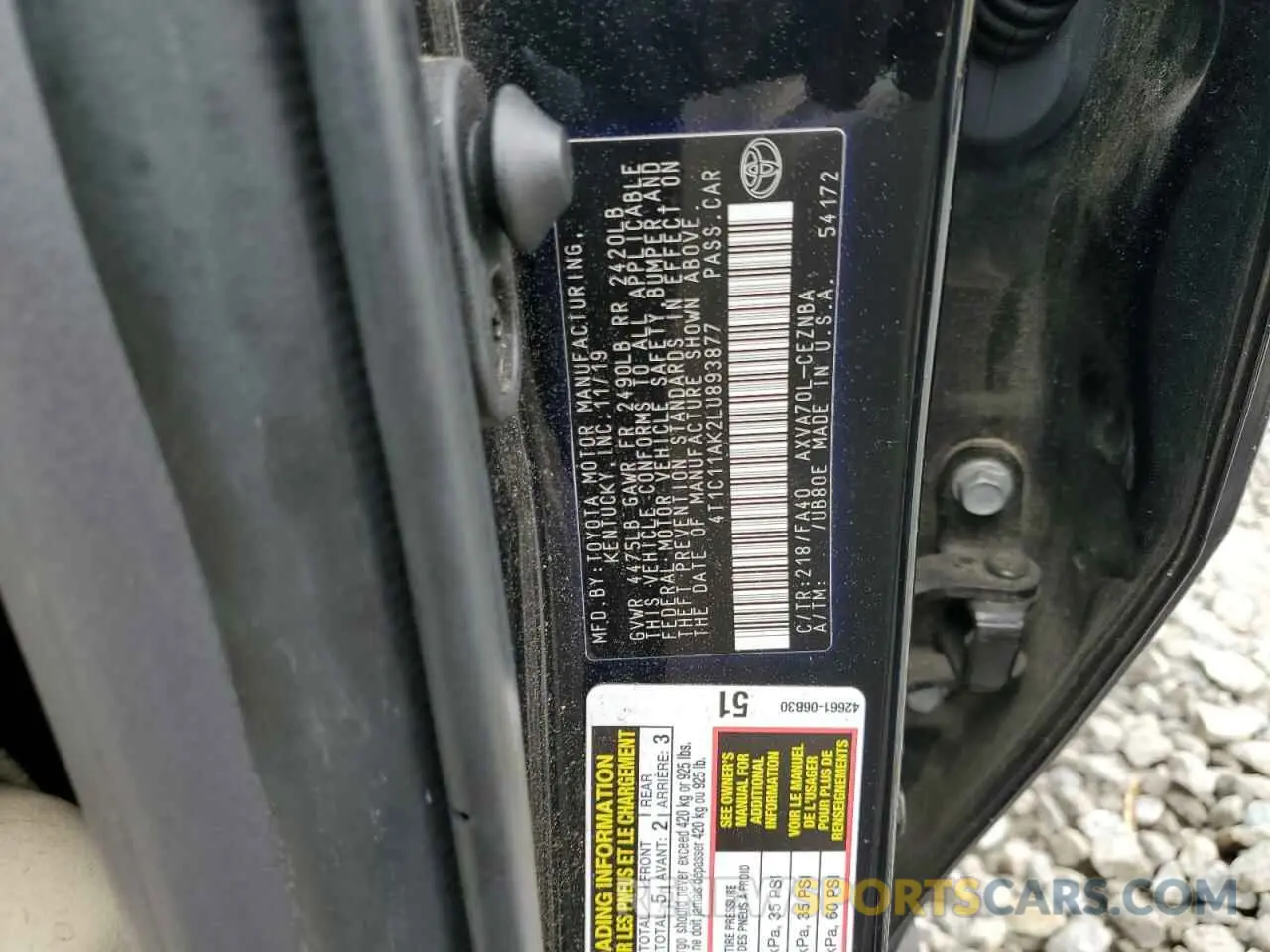 12 Photograph of a damaged car 4T1C11AK2LU893877 TOYOTA CAMRY 2020
