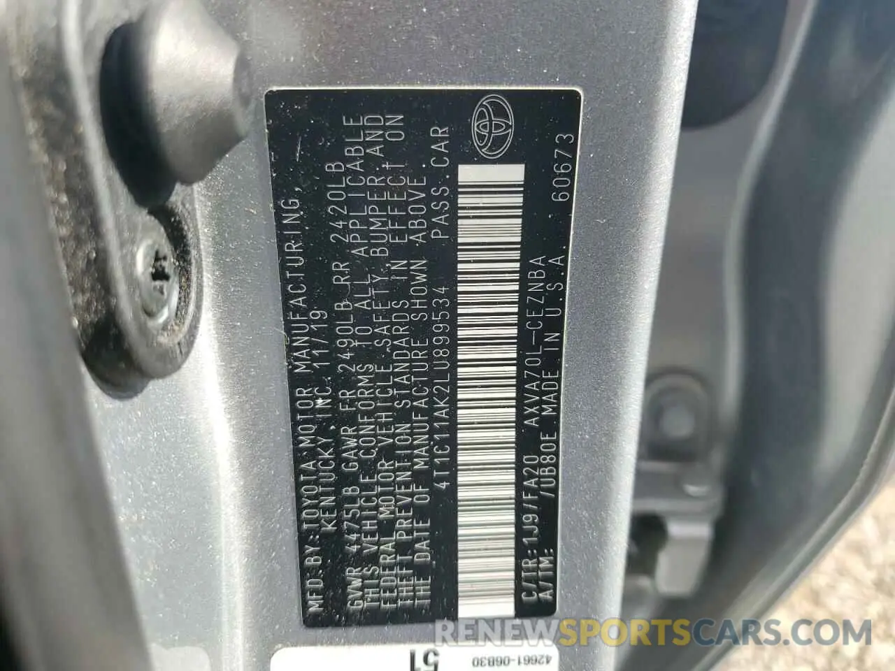 12 Photograph of a damaged car 4T1C11AK2LU899534 TOYOTA CAMRY 2020