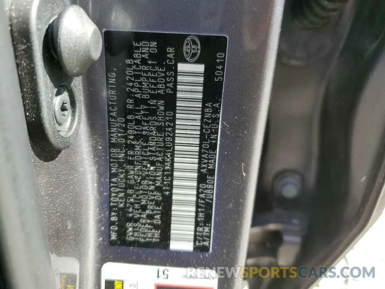 14 Photograph of a damaged car 4T1C11AK4LU924210 TOYOTA CAMRY 2020