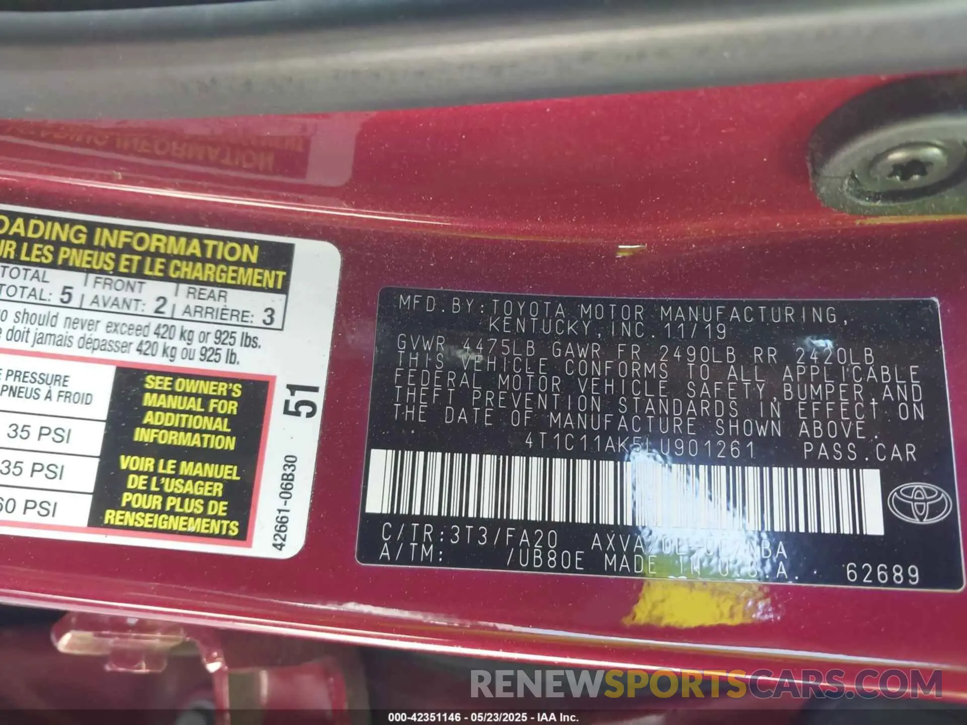 9 Photograph of a damaged car 4T1C11AK5LU901261 TOYOTA CAMRY 2020