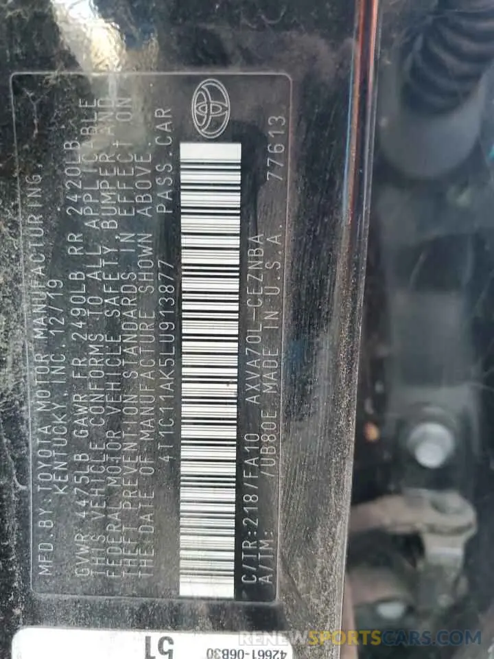 12 Photograph of a damaged car 4T1C11AK5LU913877 TOYOTA CAMRY 2020