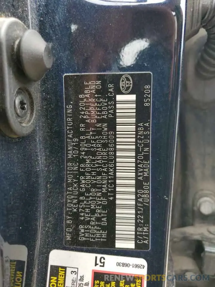 12 Photograph of a damaged car 4T1C11AK6LU886009 TOYOTA CAMRY 2020