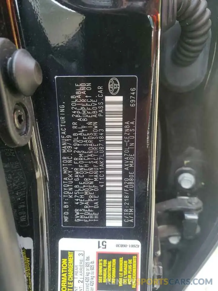 10 Photograph of a damaged car 4T1C11AK7LU871843 TOYOTA CAMRY 2020