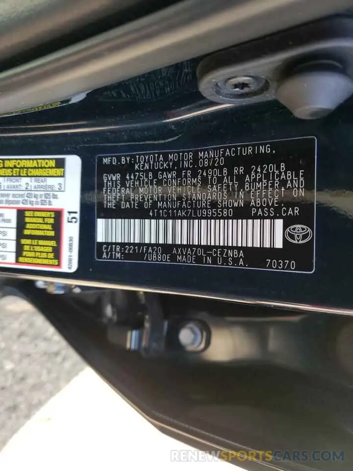 10 Photograph of a damaged car 4T1C11AK7LU995580 TOYOTA CAMRY 2020