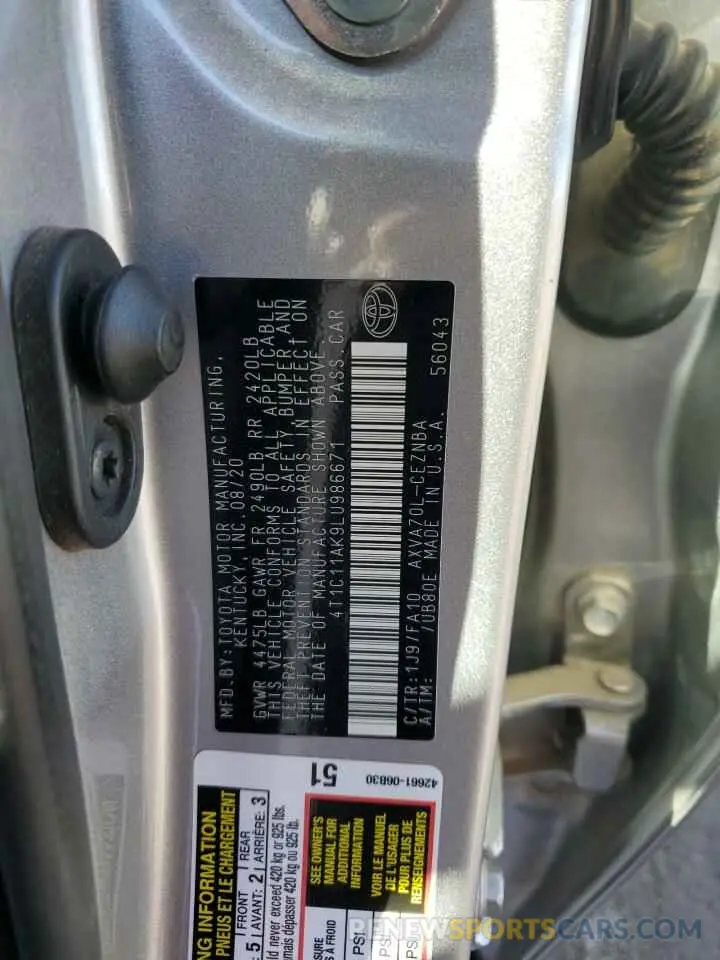 13 Photograph of a damaged car 4T1C11AK9LU986671 TOYOTA CAMRY 2020