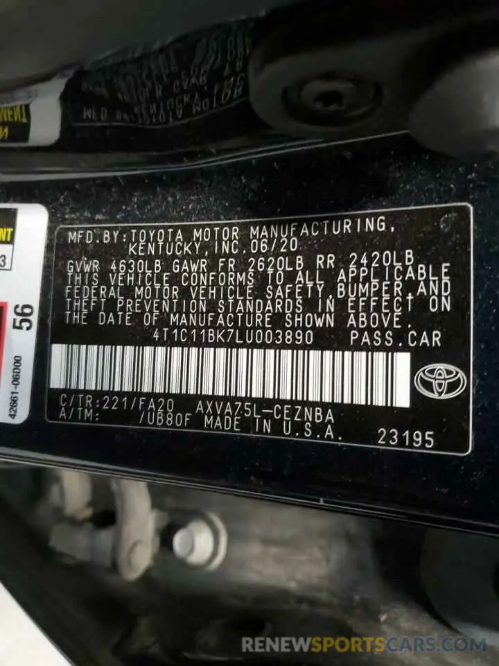 12 Photograph of a damaged car 4T1C11BK7LU003890 TOYOTA CAMRY 2020