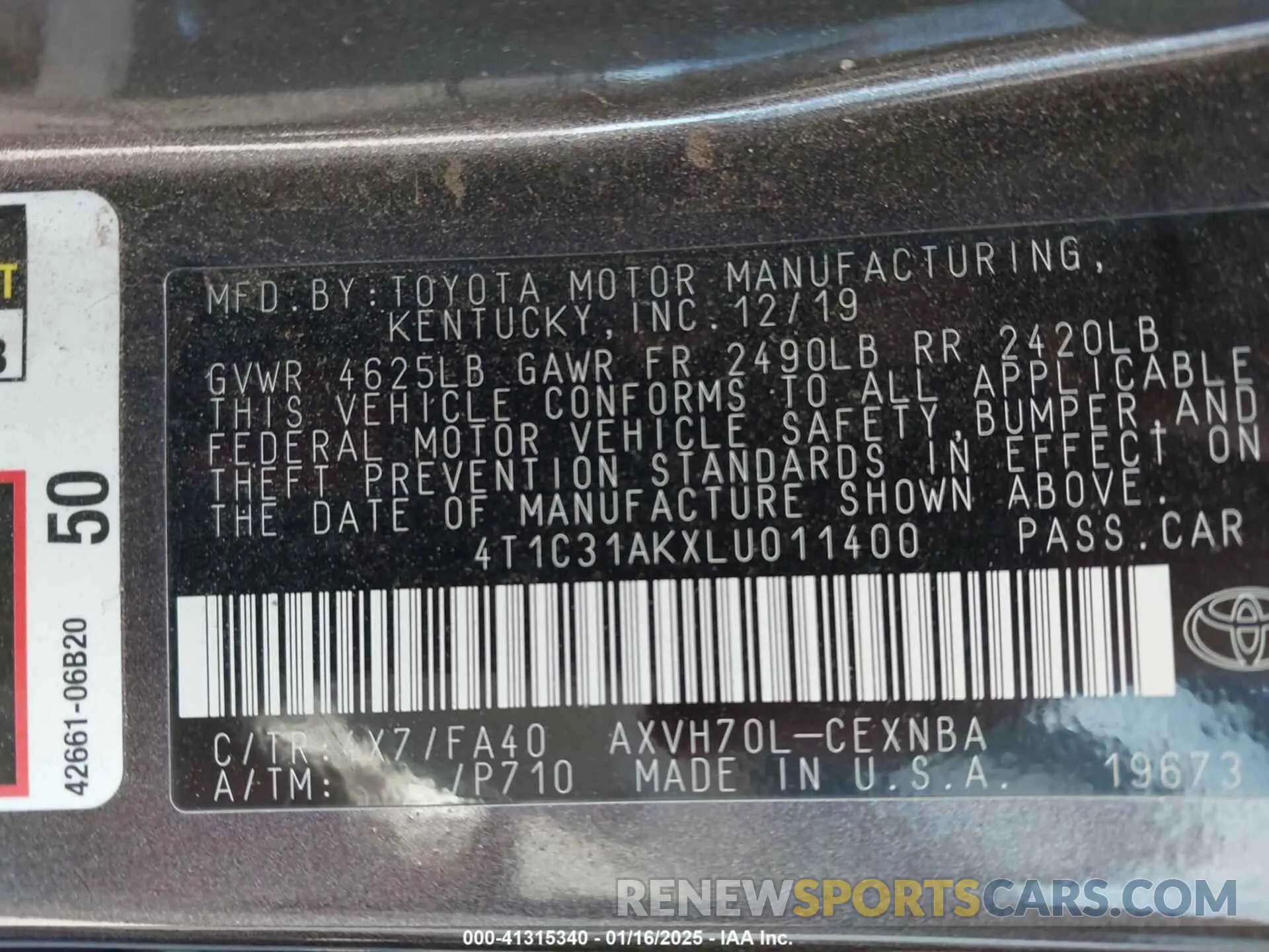 9 Photograph of a damaged car 4T1C31AKXLU011400 TOYOTA CAMRY 2020