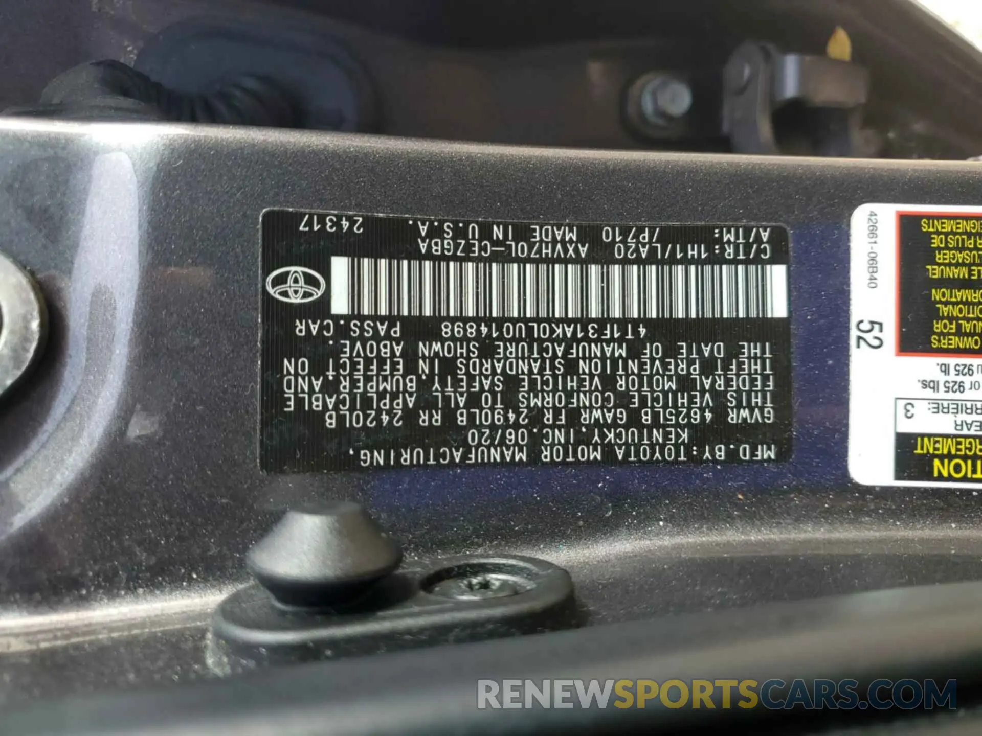16 Photograph of a damaged car 4T1F31AK0LU014898 TOYOTA CAMRY 2020