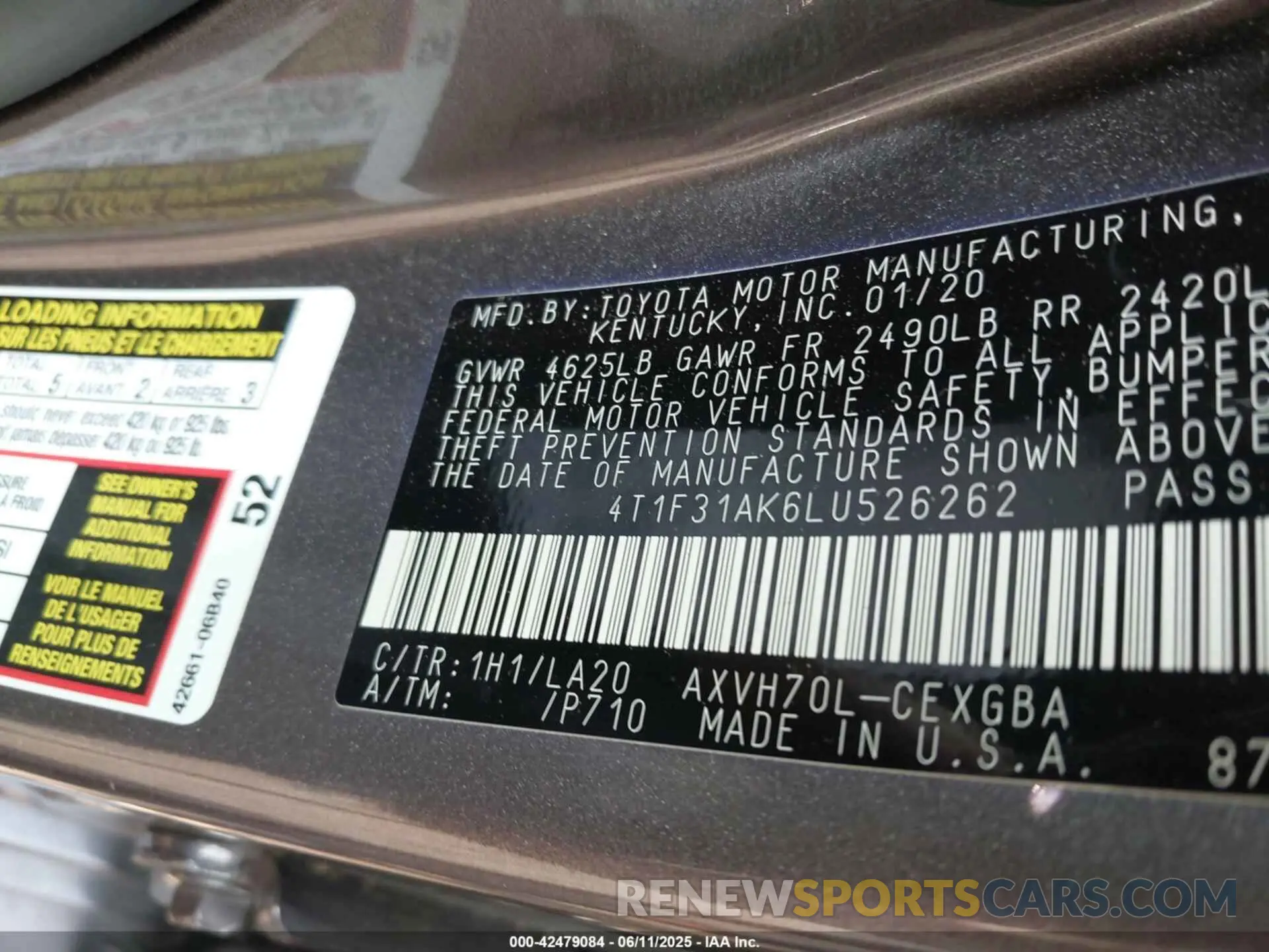 9 Photograph of a damaged car 4T1F31AK6LU526262 TOYOTA CAMRY 2020