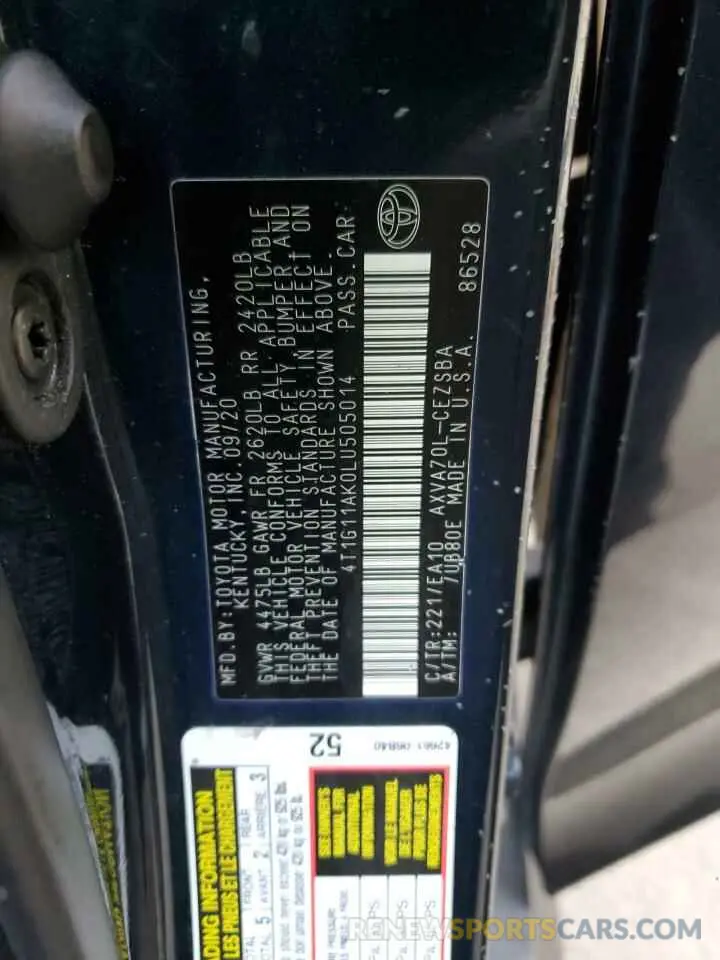 13 Photograph of a damaged car 4T1G11AK0LU505014 TOYOTA CAMRY 2020