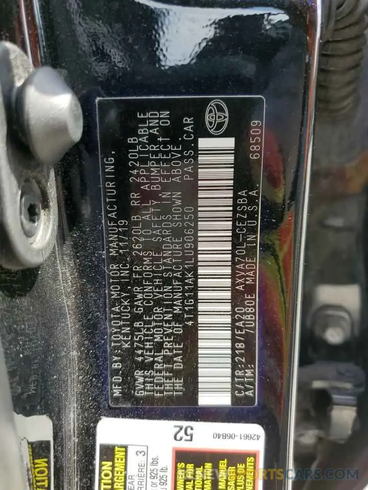 13 Photograph of a damaged car 4T1G11AK1LU906250 TOYOTA CAMRY 2020