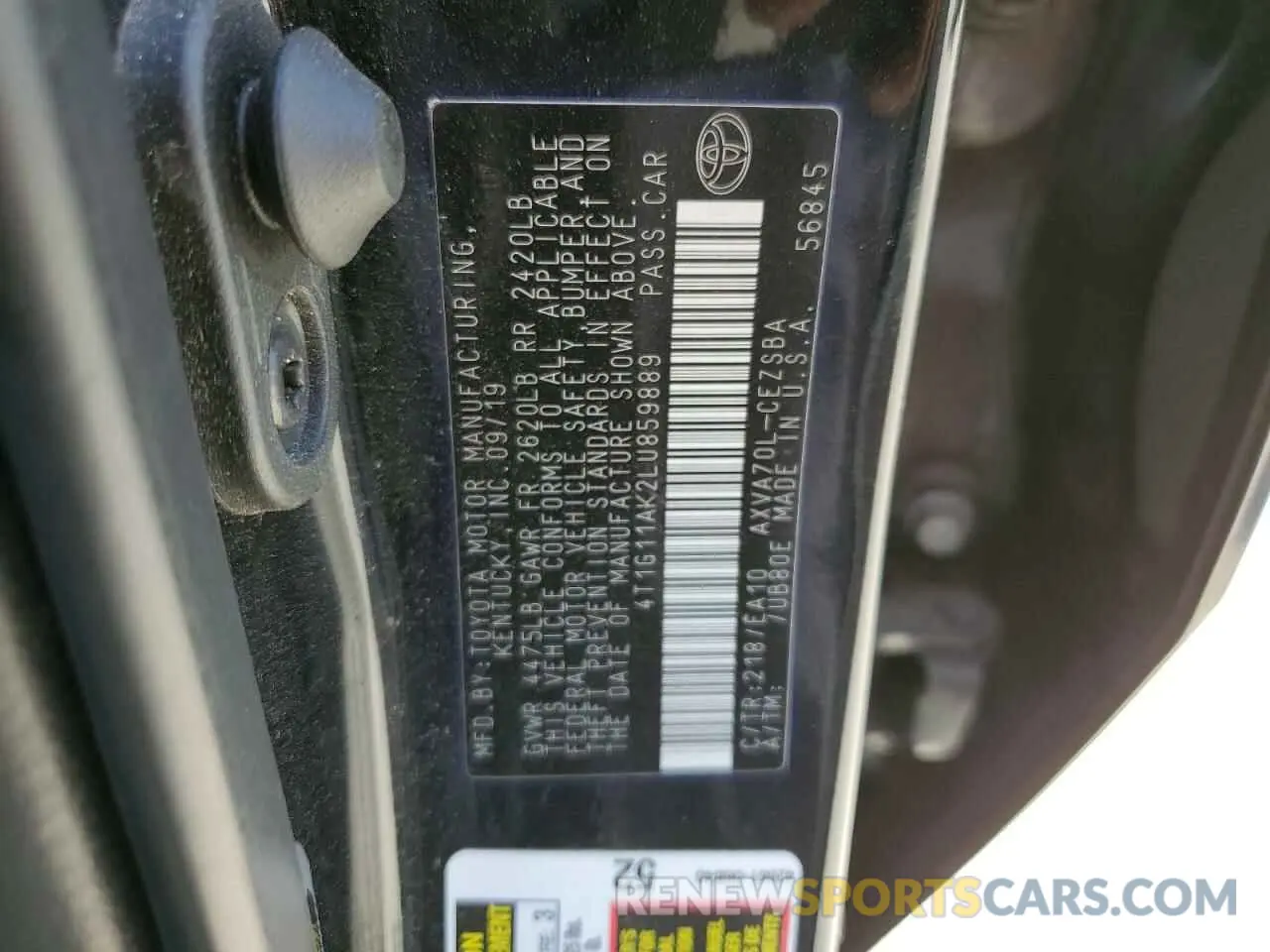 15 Photograph of a damaged car 4T1G11AK2LU859889 TOYOTA CAMRY 2020