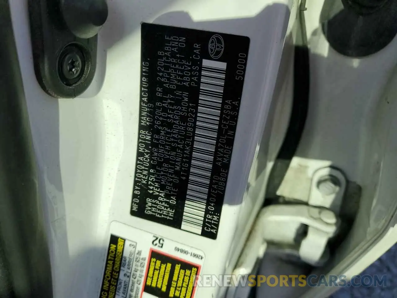 12 Photograph of a damaged car 4T1G11AK3LU890231 TOYOTA CAMRY 2020