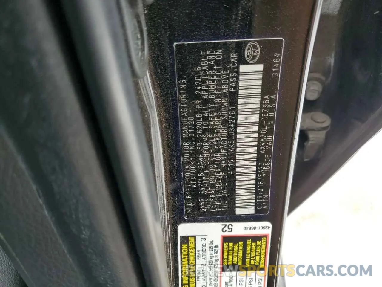 14 Photograph of a damaged car 4T1G11AK5LU342781 TOYOTA CAMRY 2020