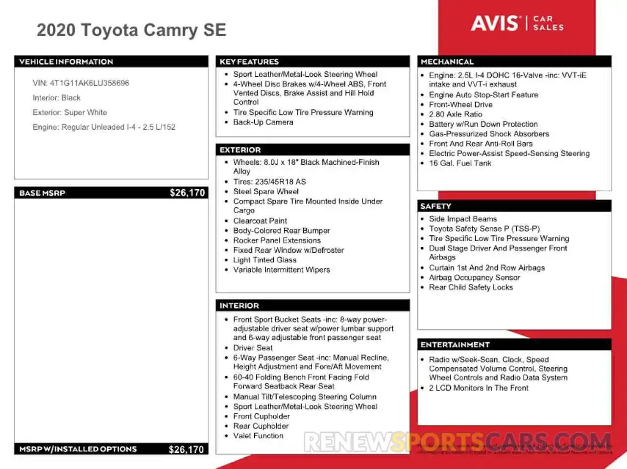 12 Photograph of a damaged car 4T1G11AK6LU358696 TOYOTA CAMRY 2020