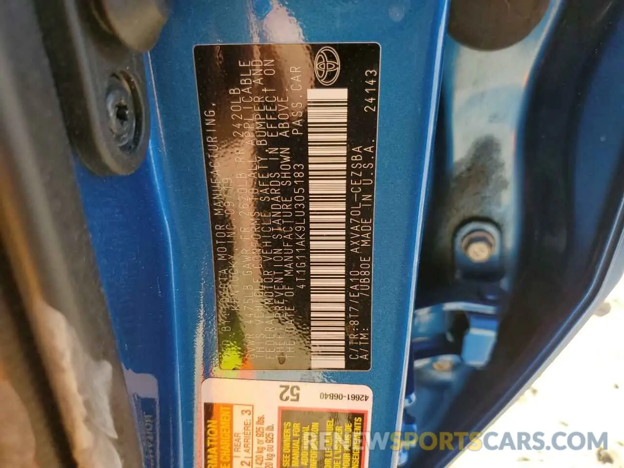 14 Photograph of a damaged car 4T1G11AK9LU305183 TOYOTA CAMRY 2020