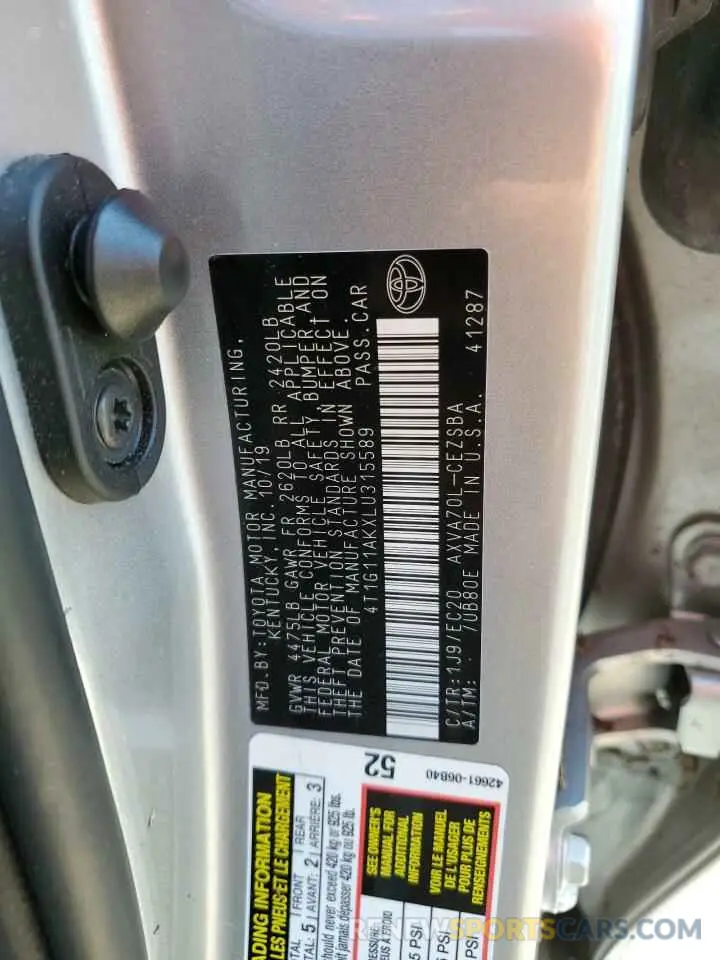 13 Photograph of a damaged car 4T1G11AKXLU315589 TOYOTA CAMRY 2020