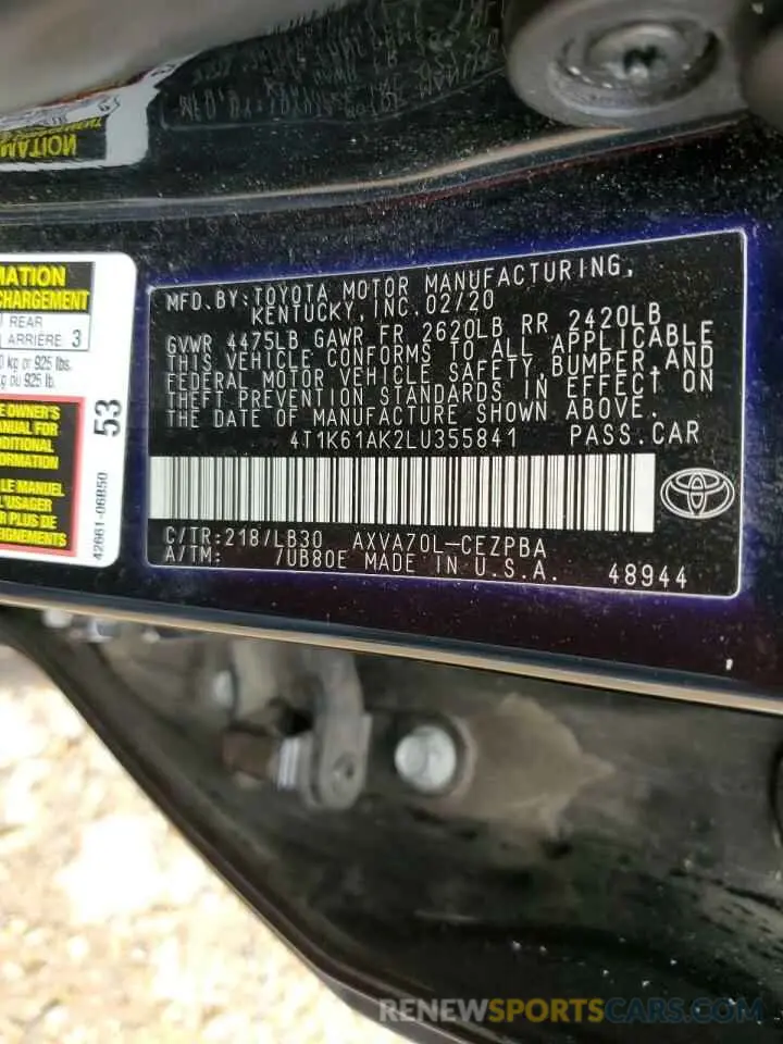 12 Photograph of a damaged car 4T1K61AK2LU355841 TOYOTA CAMRY 2020