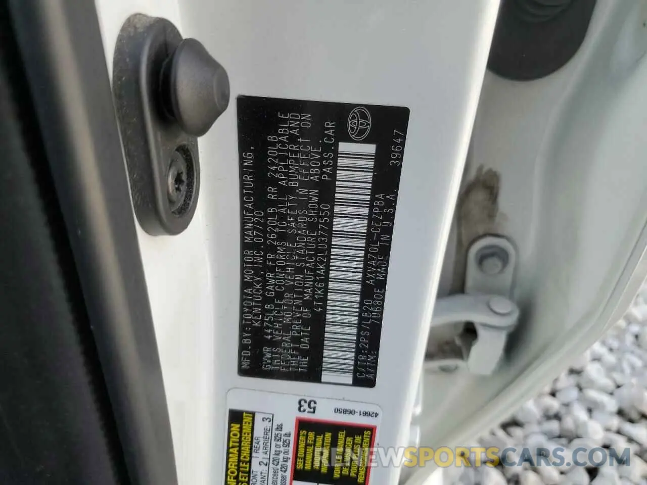 12 Photograph of a damaged car 4T1K61AK2LU377550 TOYOTA CAMRY 2020