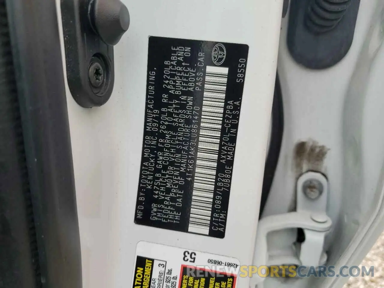 13 Photograph of a damaged car 4T1K61AK3LU861470 TOYOTA CAMRY 2020