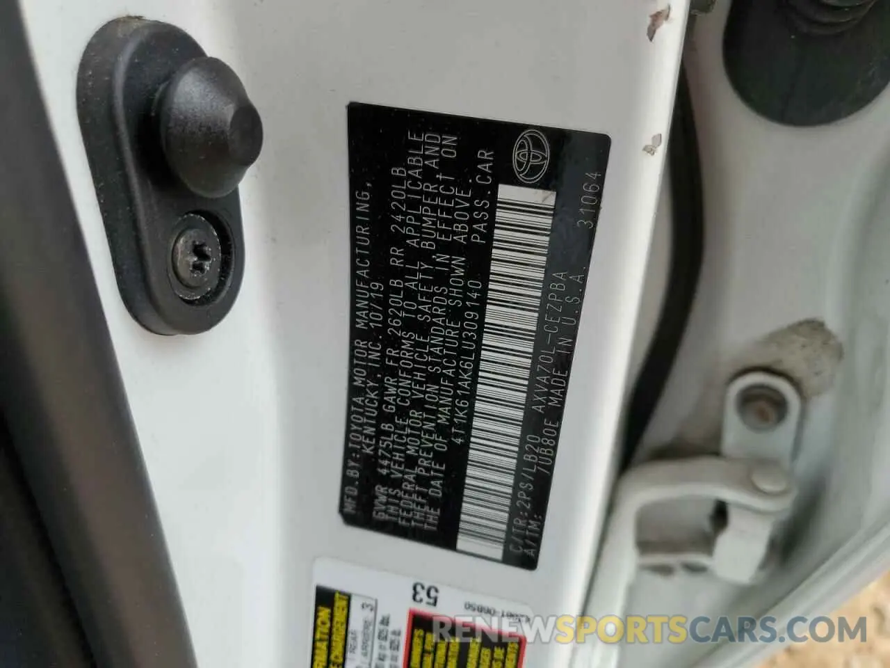 13 Photograph of a damaged car 4T1K61AK6LU309140 TOYOTA CAMRY 2020