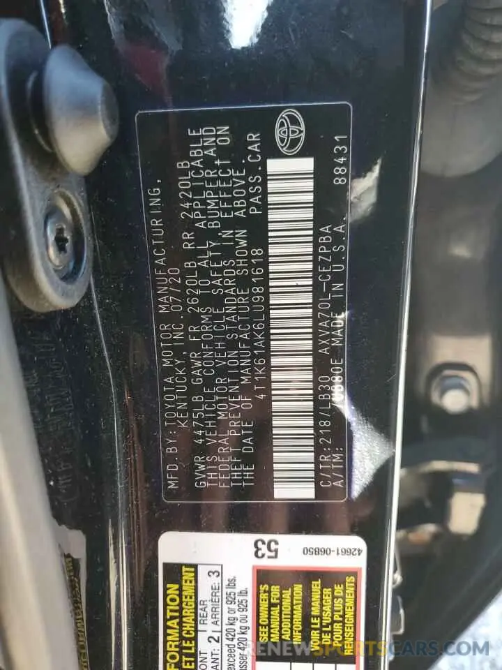 13 Photograph of a damaged car 4T1K61AK6LU981618 TOYOTA CAMRY 2020