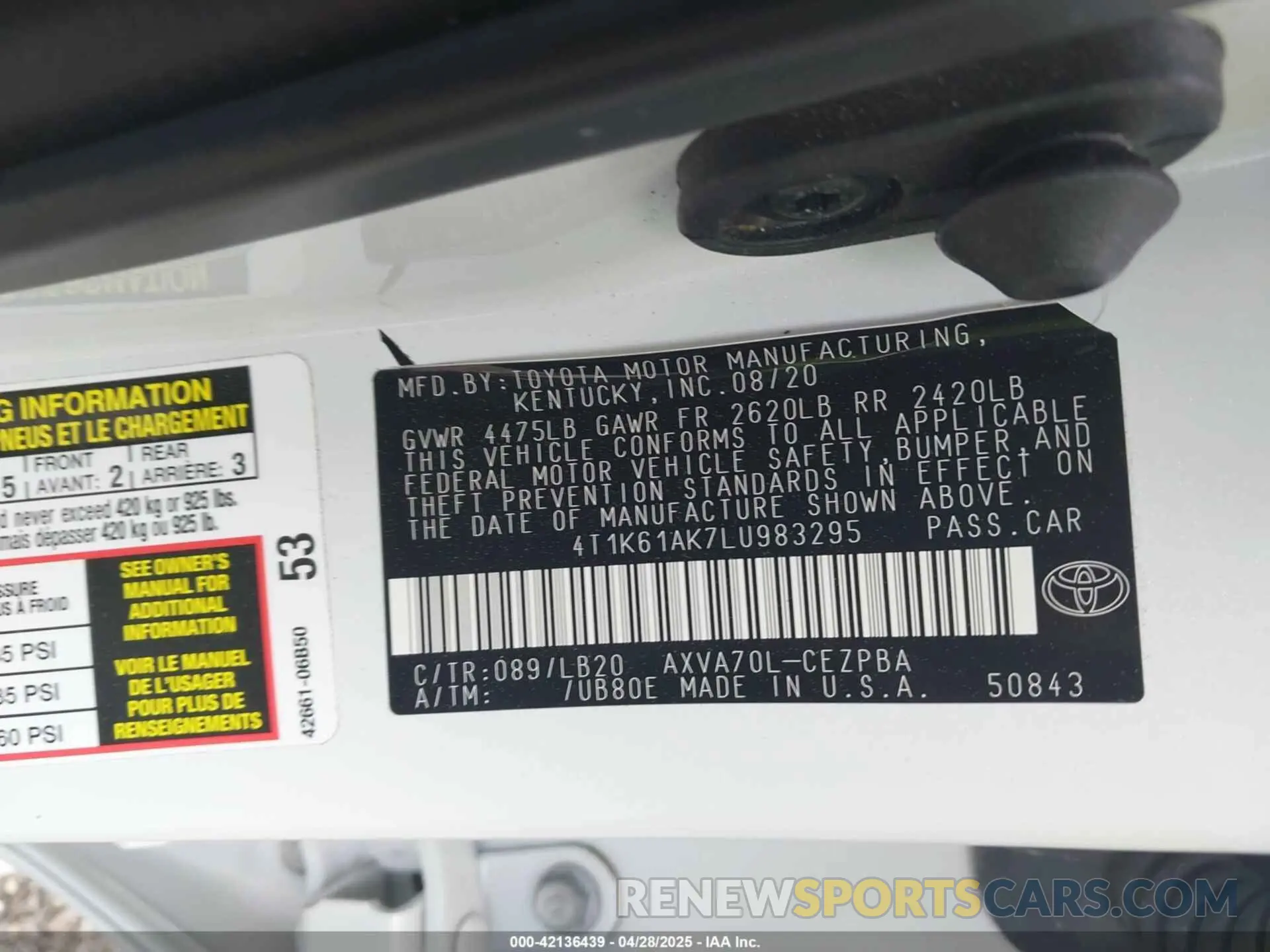 9 Photograph of a damaged car 4T1K61AK7LU983295 TOYOTA CAMRY 2020